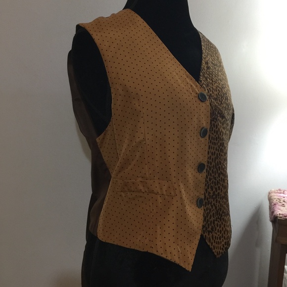 Limited 💯% Silk Vest Leopard print Sz Med Large Vintage Adjustable - Picture 4 of 10